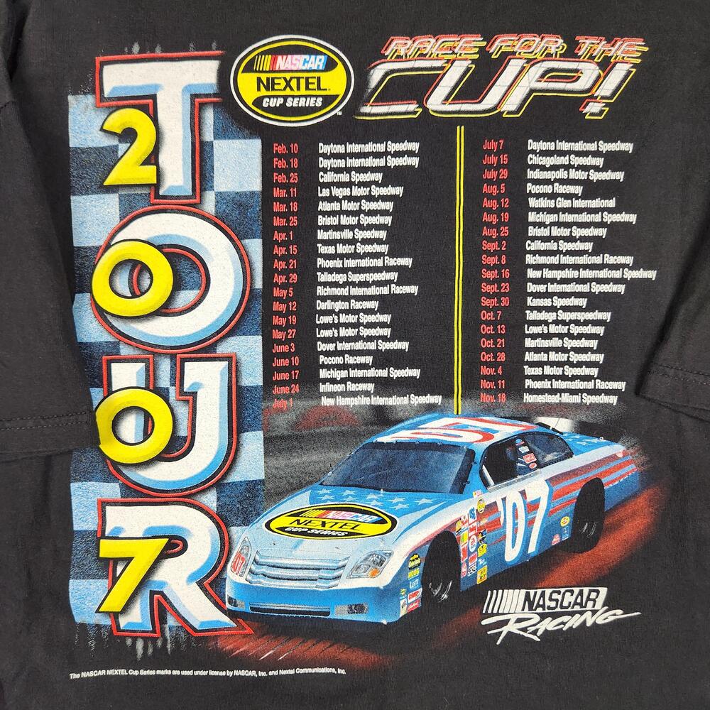 Vintage NASCAR Nextel Cup Series Tour Shirt Mens XL Black Racing Car Line Up Y2k